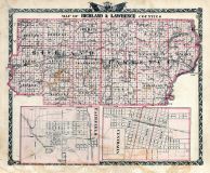 Richland and Lawrence Counties Map, Centralia, Fairfield, Illinois State Atlas 1876